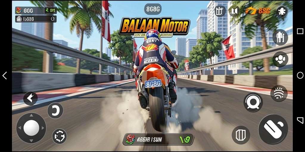 Gameplay seru di balapan motor 8G8G.
