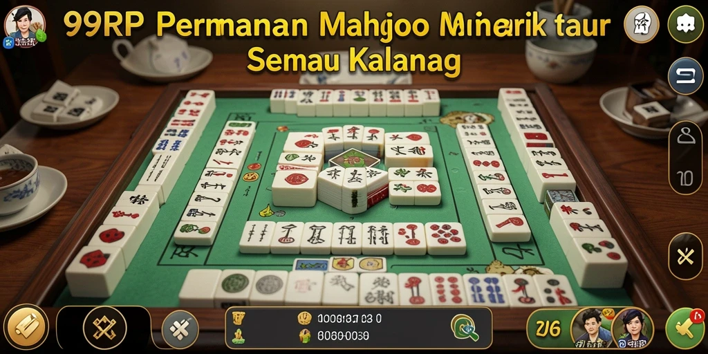 Tampilan gameplay seru dalam 99RP dengan tampilan Mahjong yang menarik.