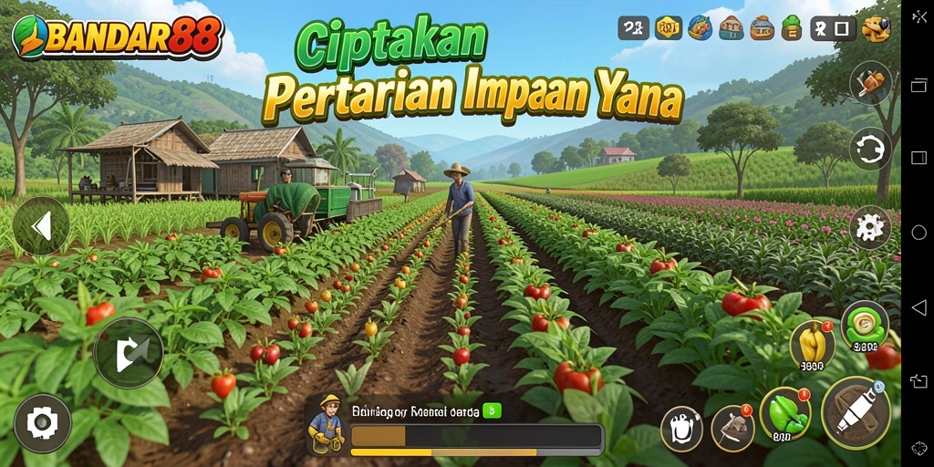 Tampilan gameplay BANDAR88 menampilkan aktivitas bertani yang menyenangkan.
