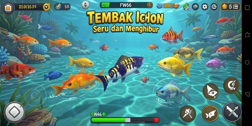 Tampilan gameplay seru di FW66 saat menembak ikan.