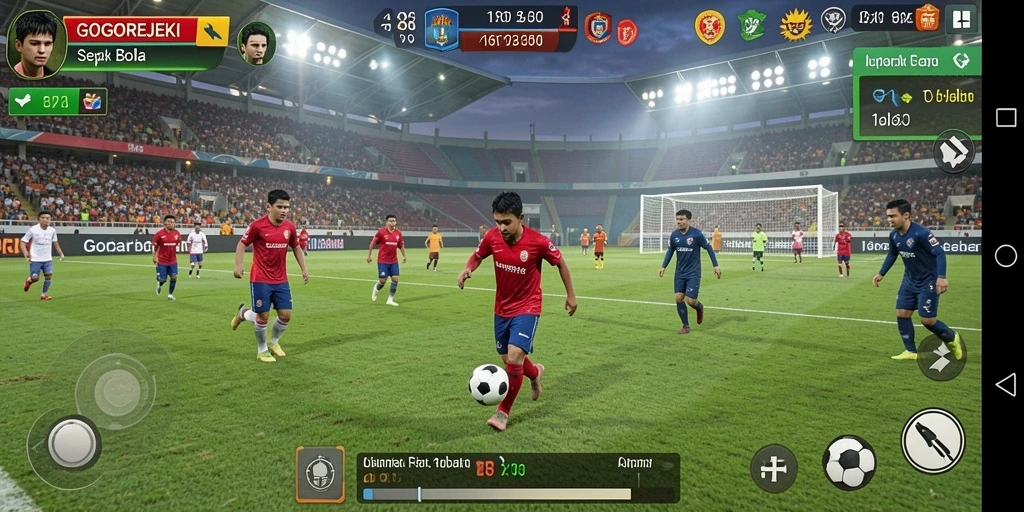 Tampilan seru dari pertandingan sepak bola di GOGOREJEKI.