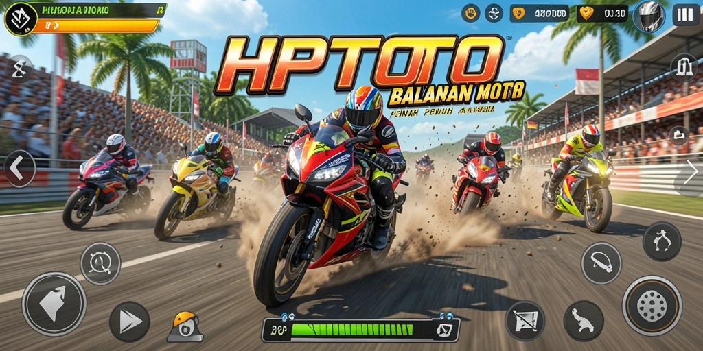 Tampilan gameplay HPTOTO yang mengasyikkan di lintasan balap.