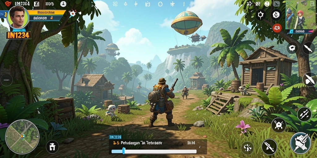 Tangkapan layar dari gameplay IN1234 yang menunjukkan petualangan di dunia terbuka.