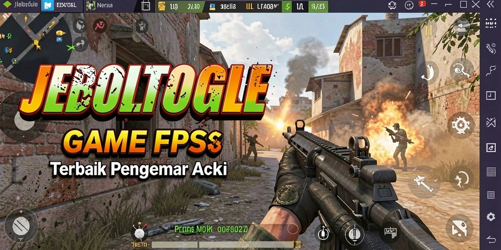 Screenshot utama JEBOLTOGEL menampilkan aksi tembak-menembak yang intens.