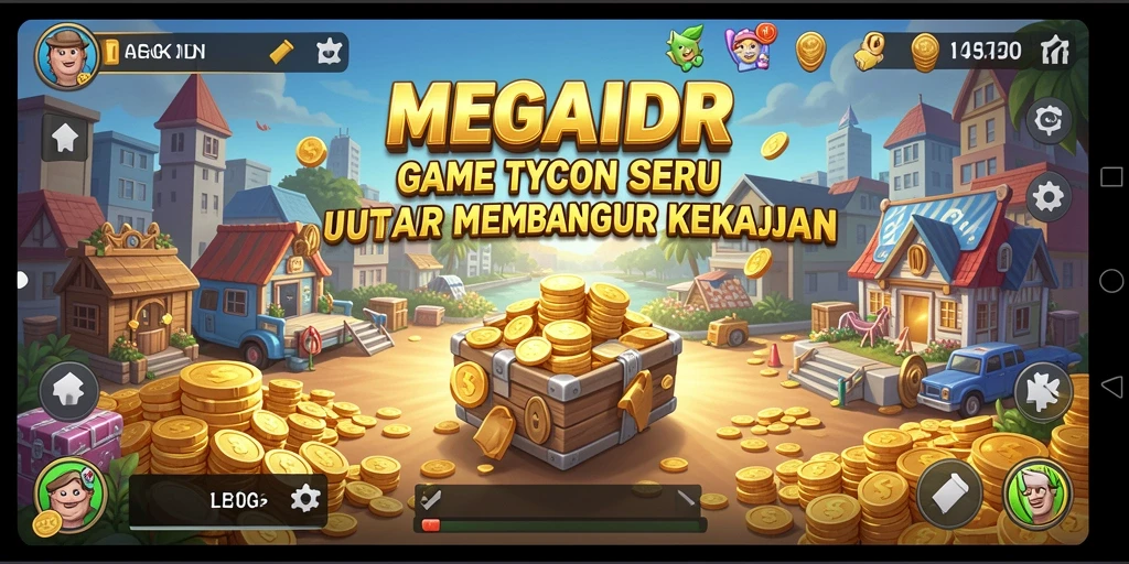 Tampilan seru dari gameplay MEGAIDR yang menggambarkan dinamika bisnis.