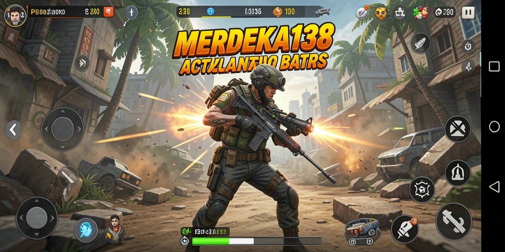 Screenshot gameplay MERDEKA138 menampilkan pertarungan aksi menegangkan.