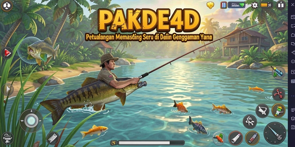 Screenshot gameplay PAKDE4D menampilkan momen menangkap ikan yang mendebarkan.