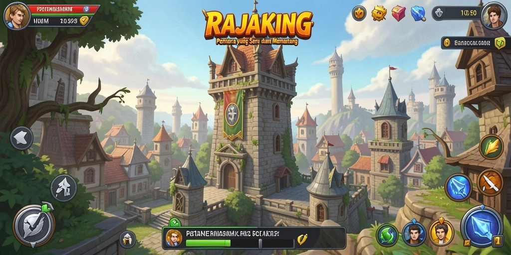 Tampilan gameplay seru RAJAKING dalam genre Tower Defense.