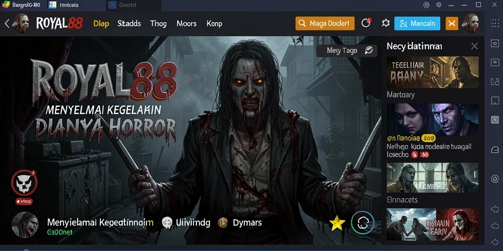 Screenshot gameplay ROYAL88 menampilkan suasana menyeramkan dan tantangan yang dihadapi.