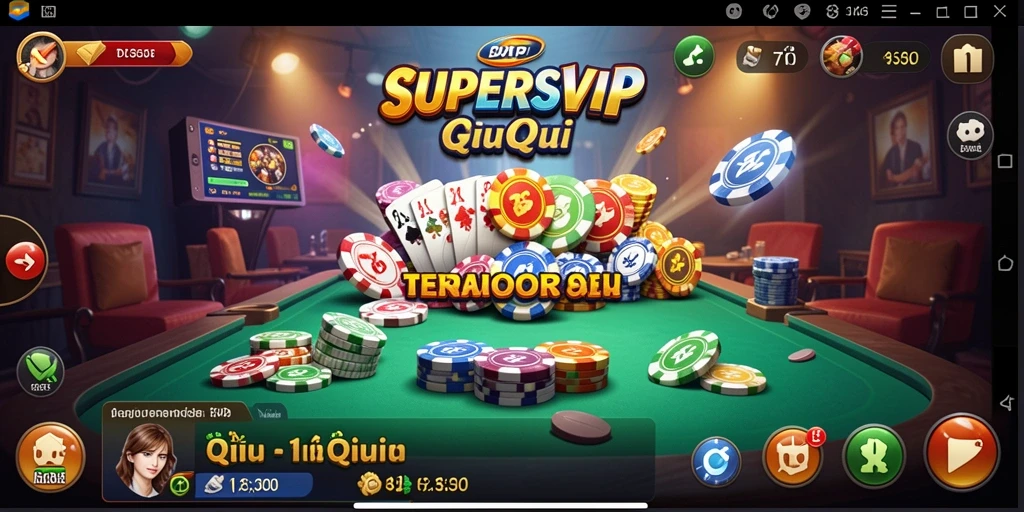 Screenshot gameplay SUPERSVIP menampilkan suasana seru QiuQiu.