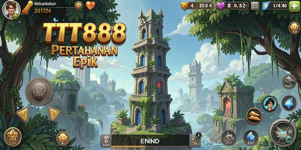Screenshot gameplay menara pertahanan di TTT888.